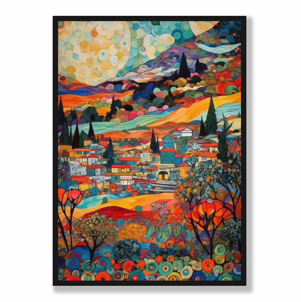 Abstracte Kunstprint Stedelijk Landschap Mozaïekstijl 5