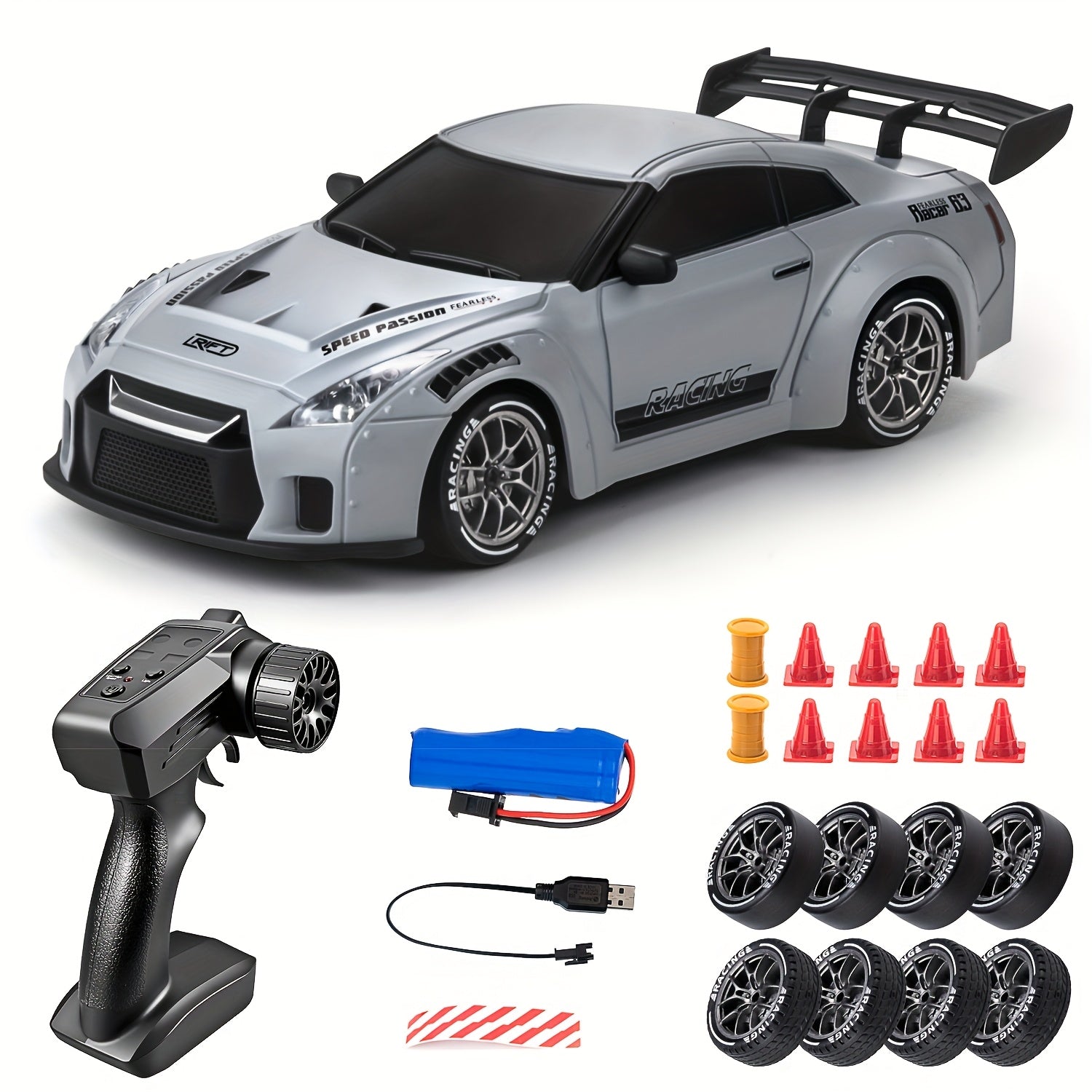 Afstand Bestuurbare Auto 1:24 RC Drift Met LED-verlichting en 4WD Functie 0
