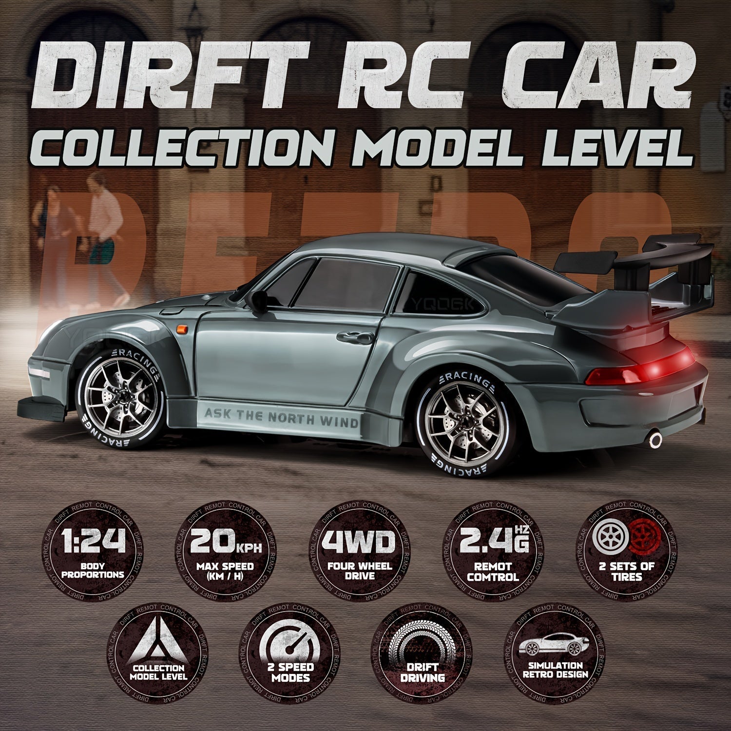 Afstand Bestuurbare Auto 1:24 RC Drift Met LED-verlichting en 4WD Functie 4