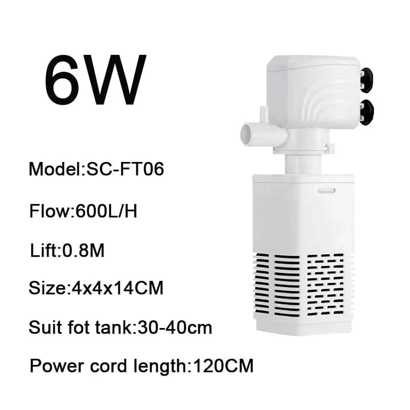 Aquariumfilter 4 in 1 Pomp Stille Onderwaterpomp voor Zoet- en Zoutwater 0