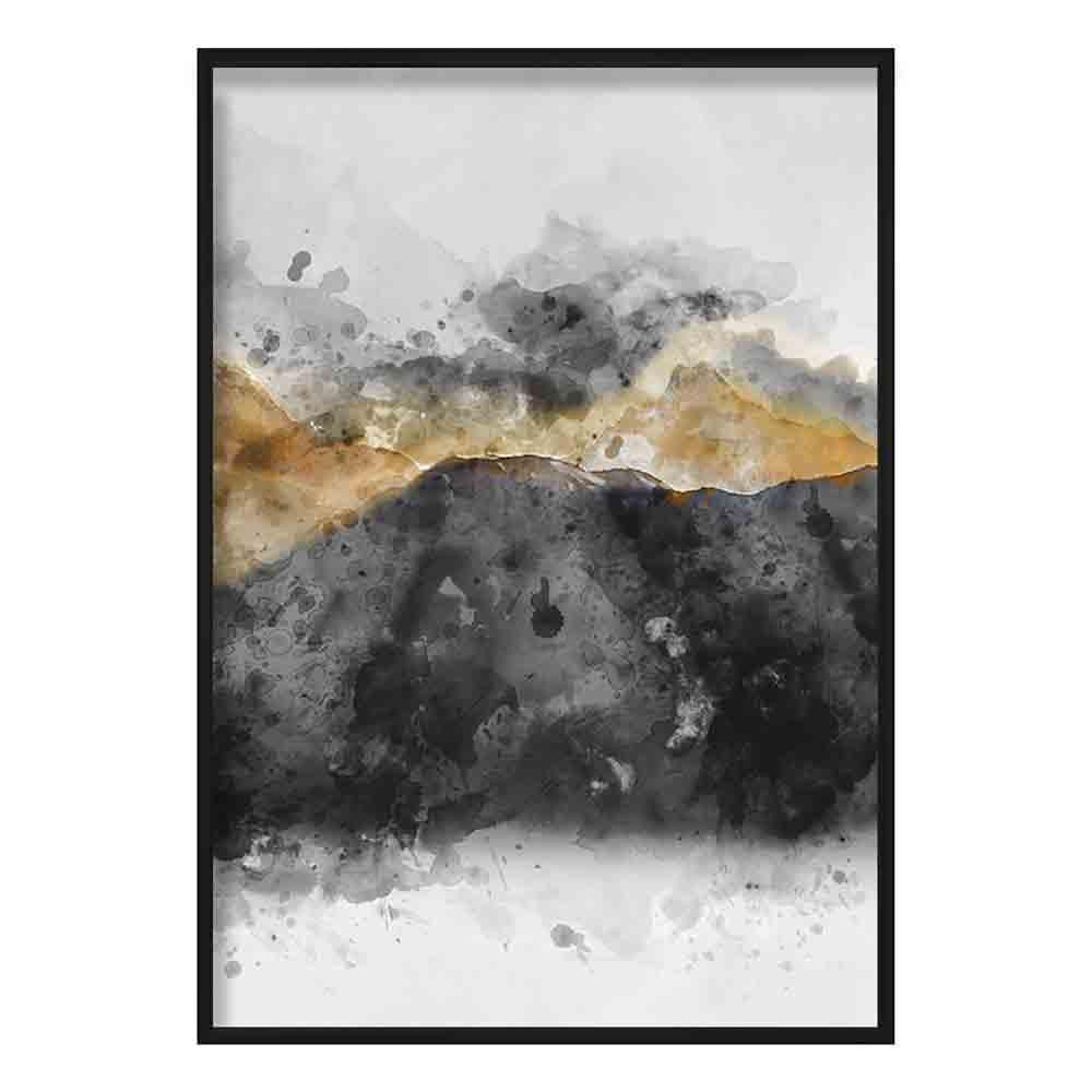 Art Print Bergen in Zwart en Geel 0