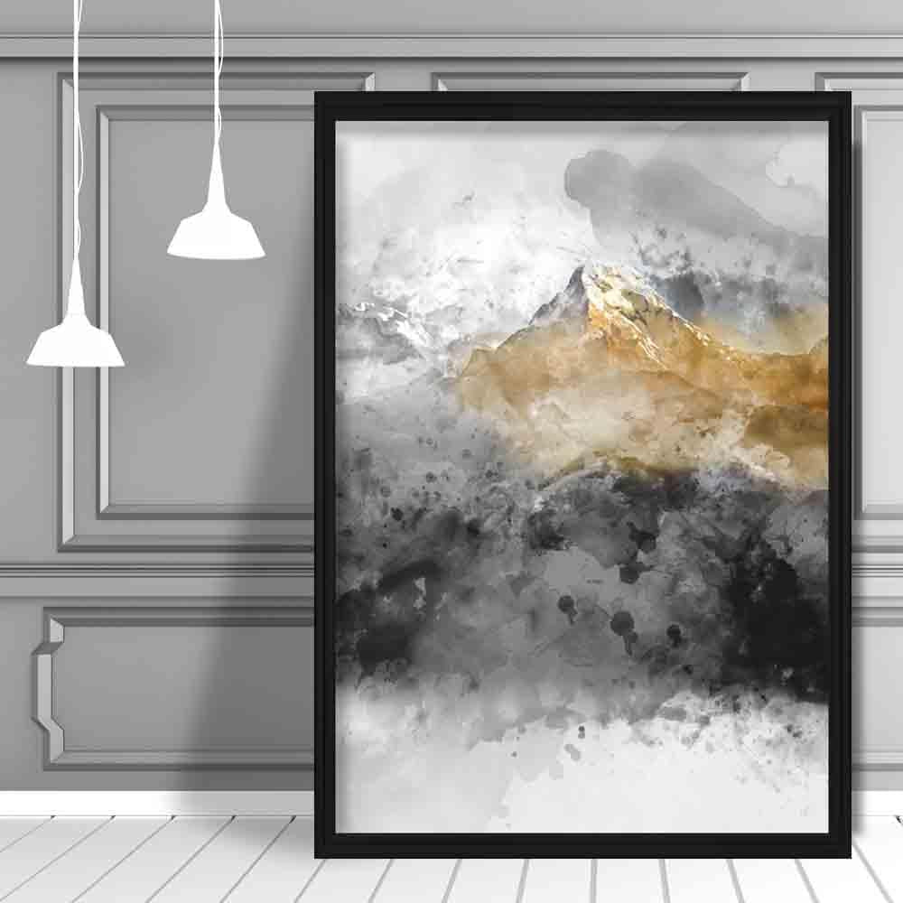 Art Print Bergen in Zwart en Geel 1