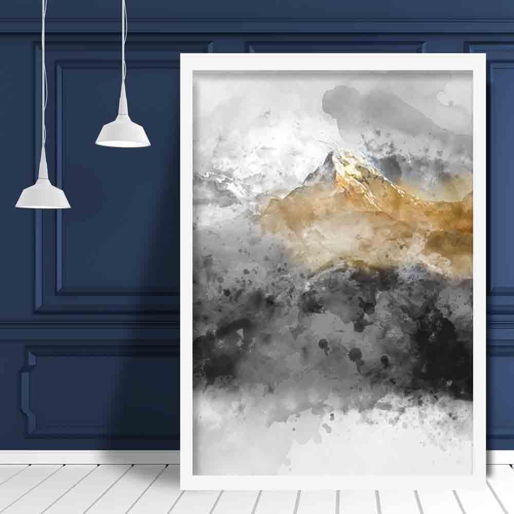 Art Print Bergen in Zwart en Geel 2