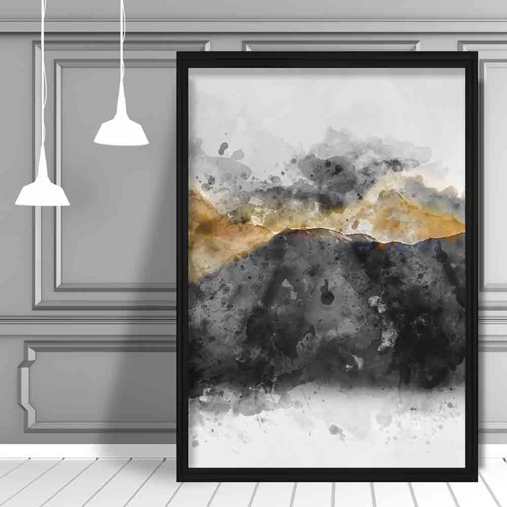 Art Print Bergen in Zwart en Geel 2