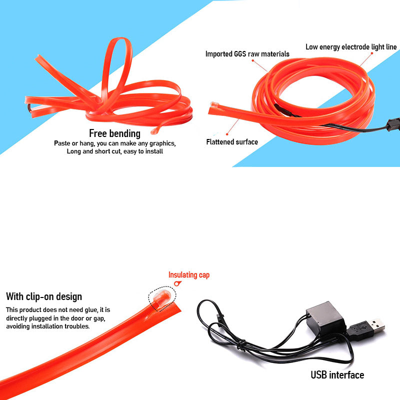 Auto Neonverlichtingsset USB Aansluiting voor Futuristische Auto Styling 6