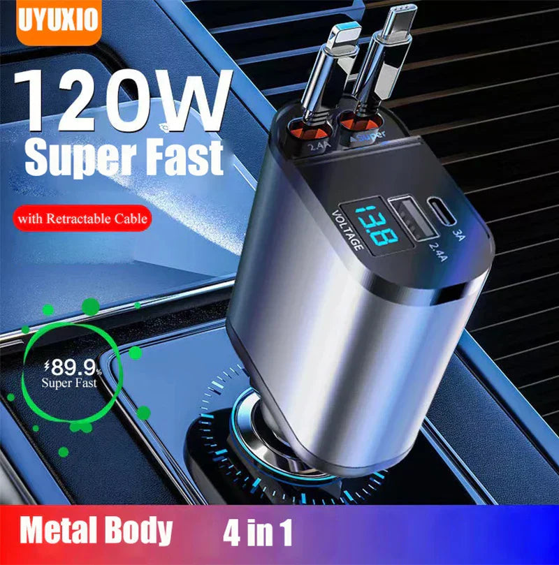 Auto Oplader 4-in-1 Uitschuifbaar 4