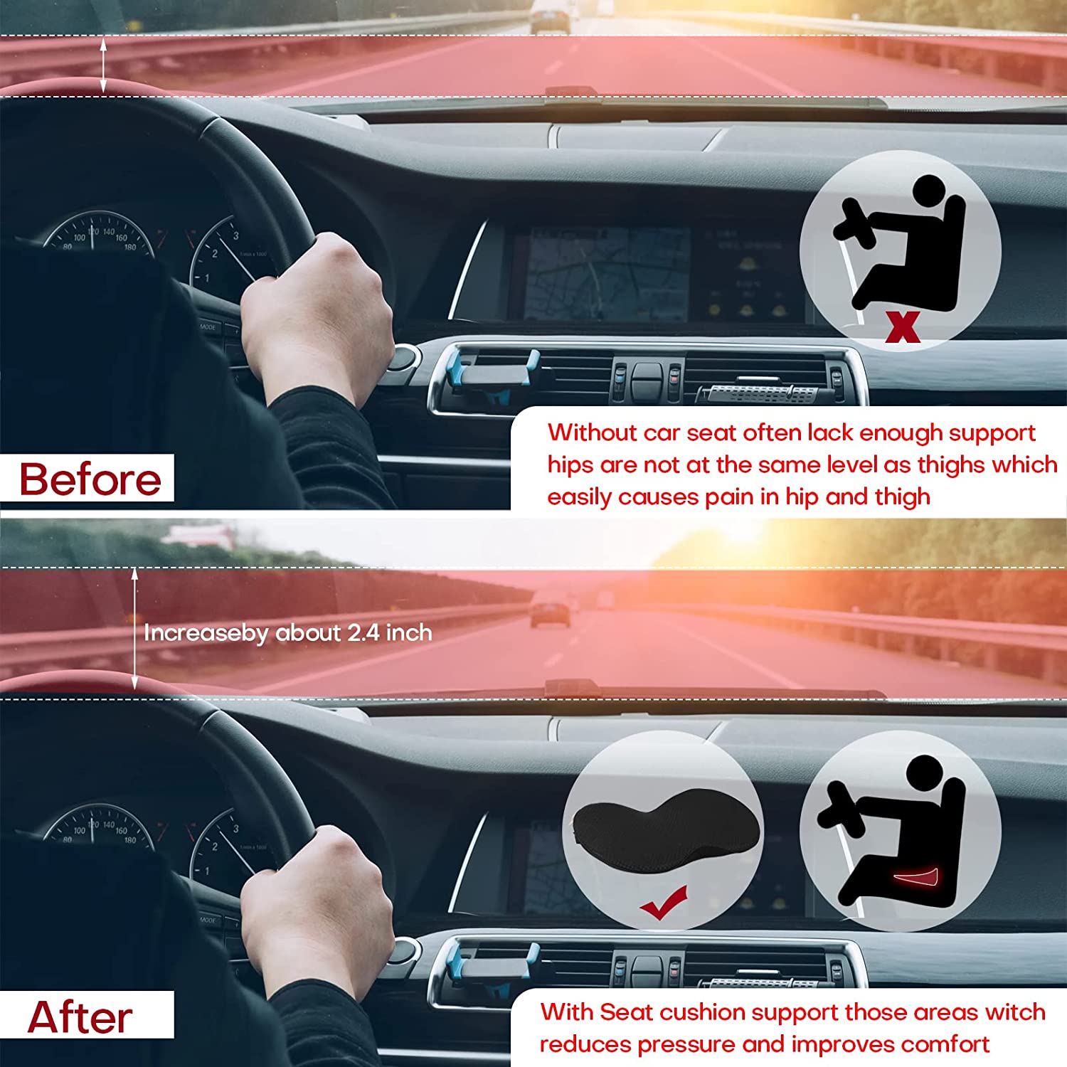 Auto Zitkussen voor Volwassenen met Lendensteun 7