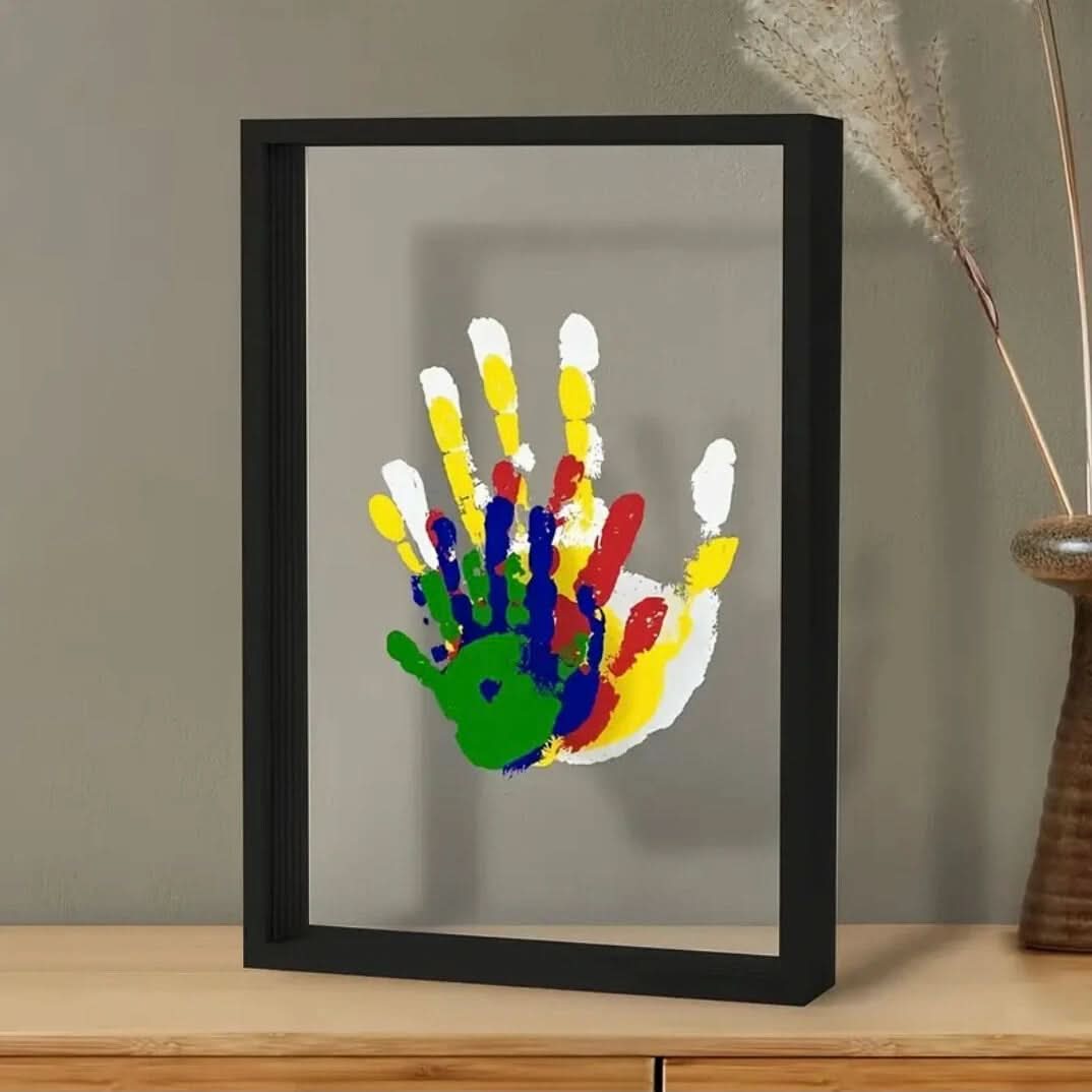 Baby Hand- en Voetafdrukken Geheugenframe Natuurlijk Houten Design 1