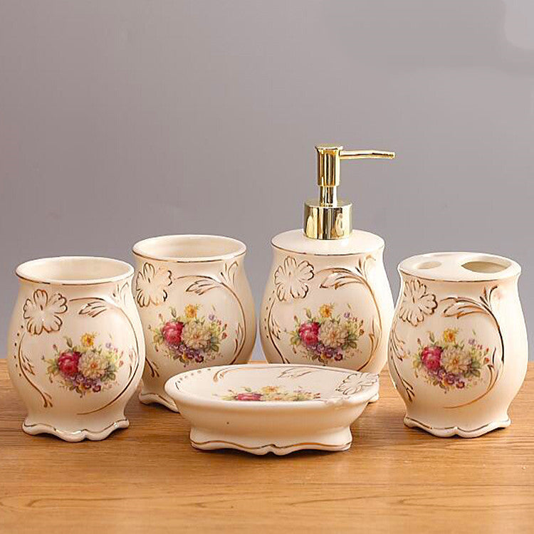 Badkameraccessoires Luxe Set Vijfdelig Europese Stijl 3