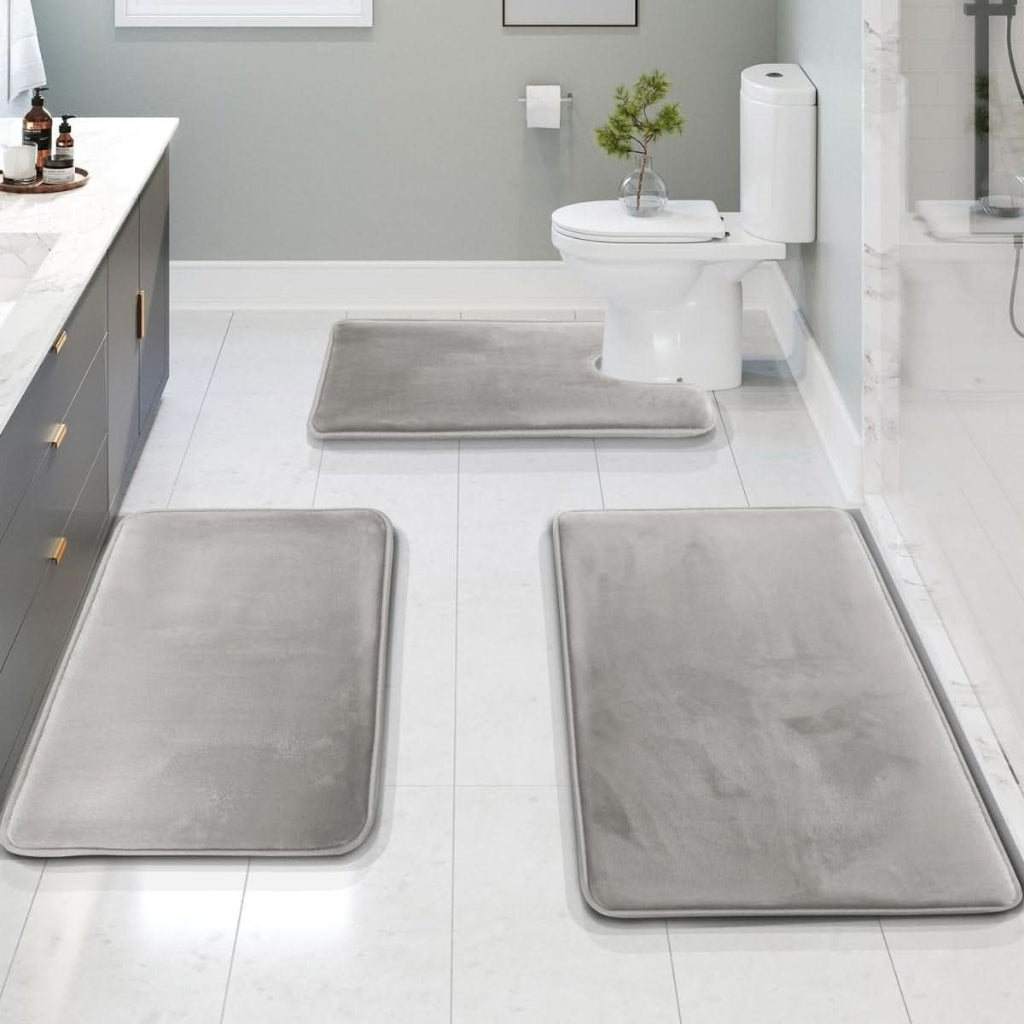 Badmat Set van 3 Stukken voor Badkamer Met Antislip Bodem 0