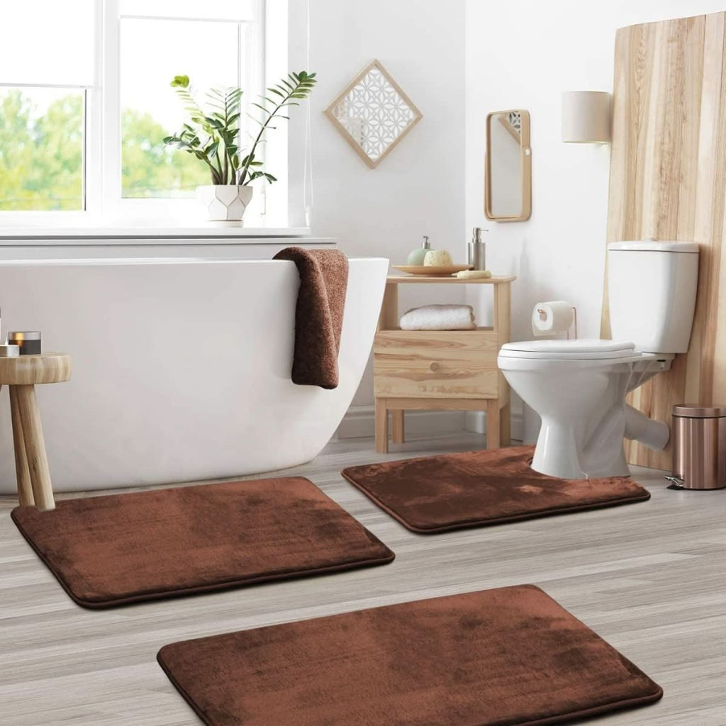 Badmat Set van 3 Stukken voor Badkamer Met Antislip Bodem 4