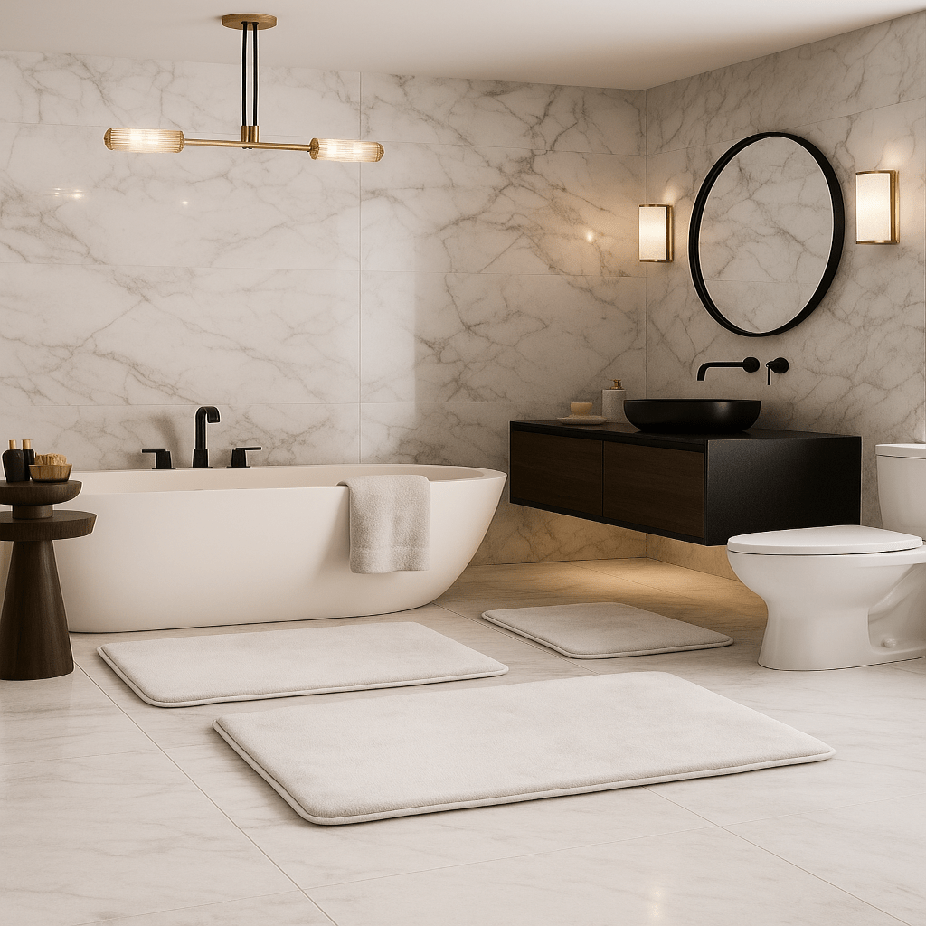 Badmat Set van 3 Stukken voor Badkamer Met Antislip Bodem 8