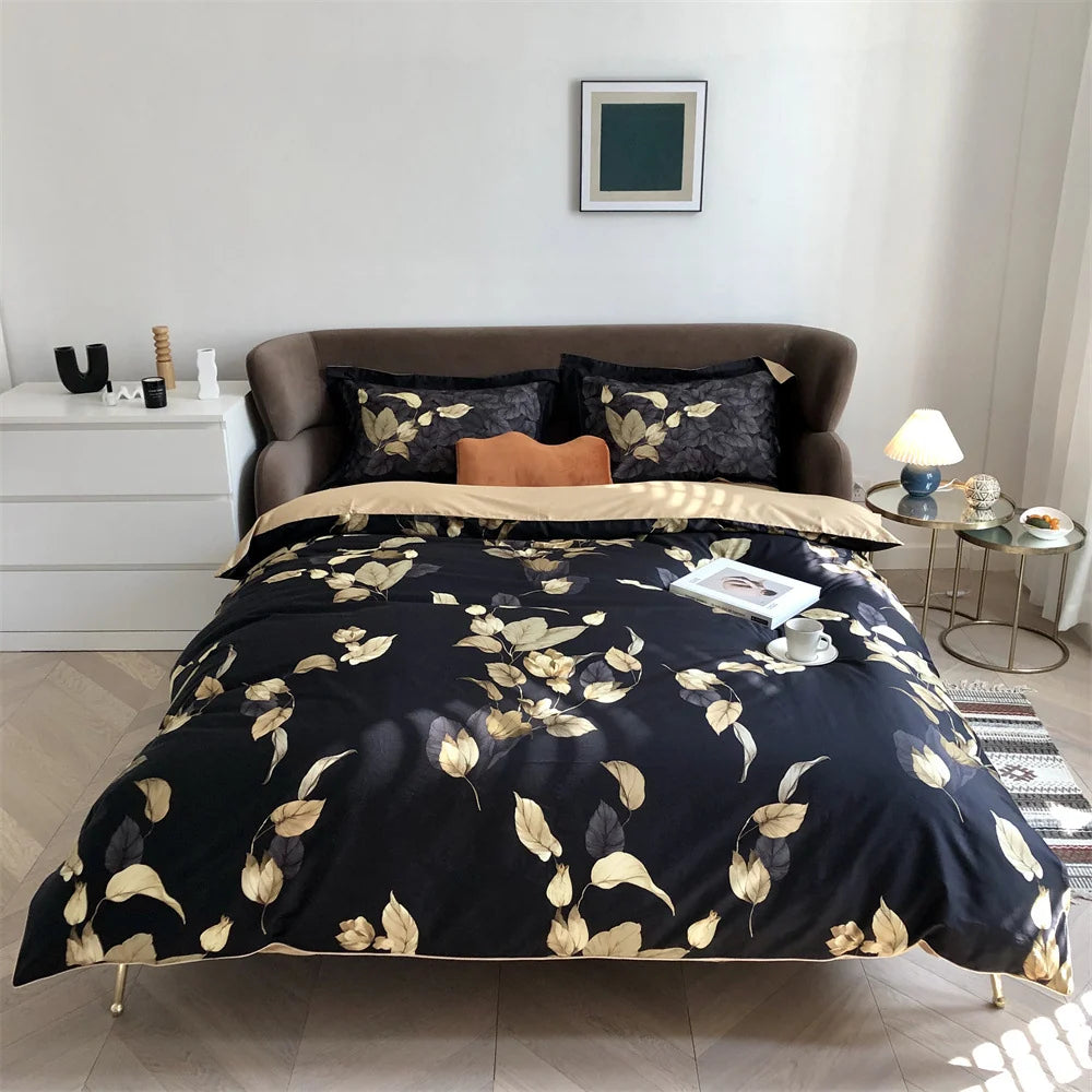 Beddengoedset Dames Katoensatijn Bloemenprint Omkeerbaar 23