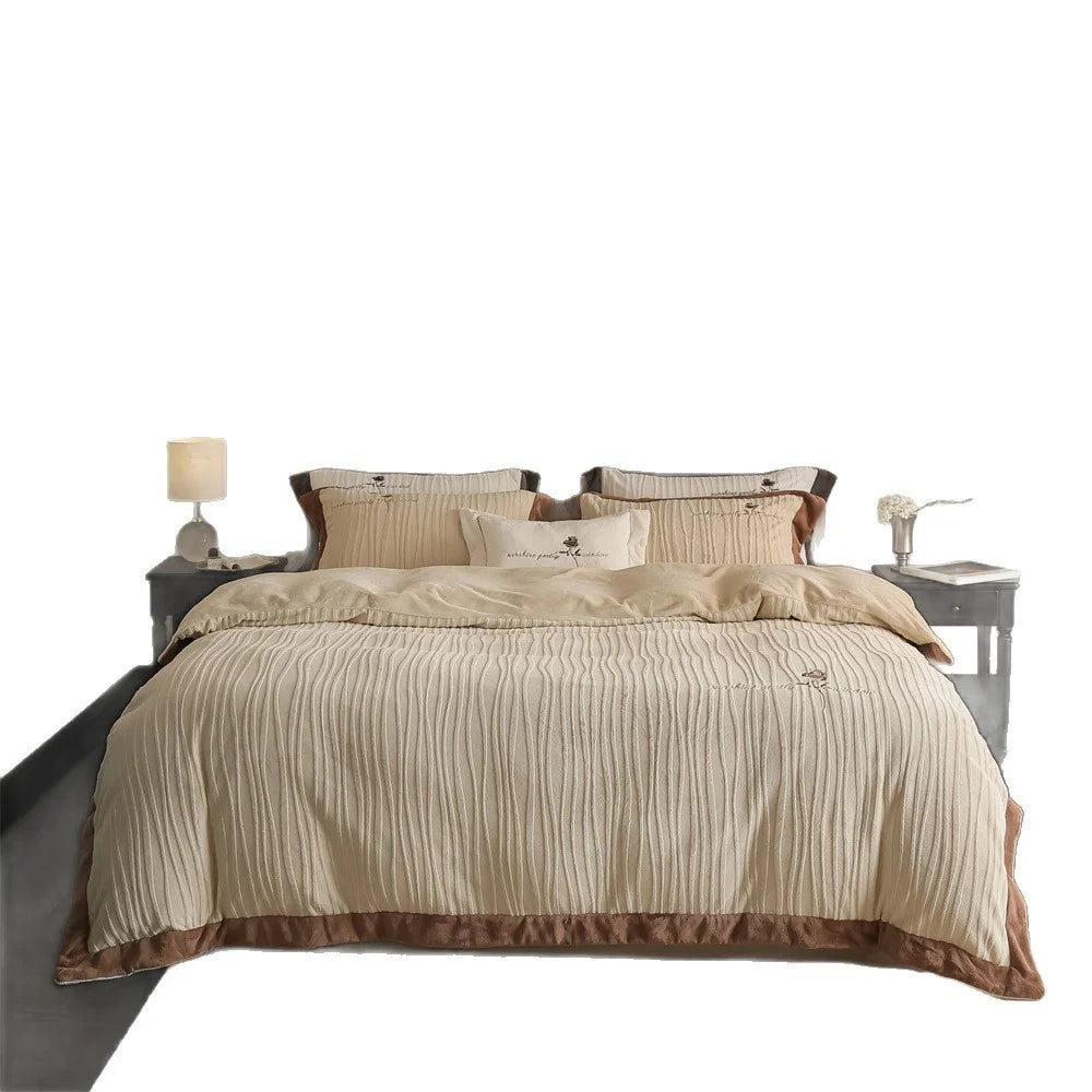 Beddengoedset met geplooide structuur en fluwelen details 4