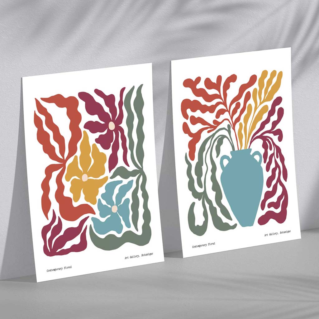 Boho Kunstprints Set van 2 met Bloemenmotief voor Creatieve Interieurs 0