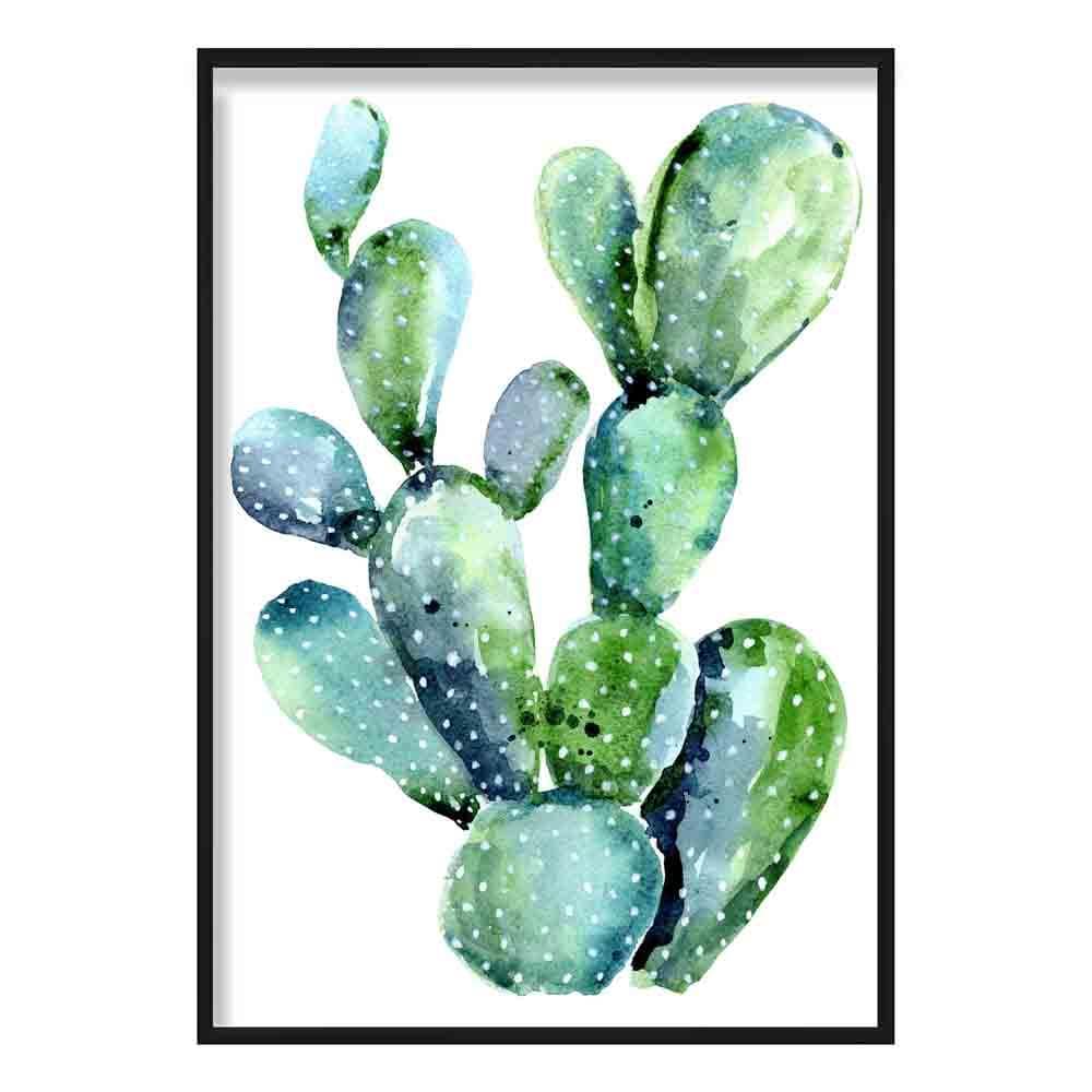 Cactus Aquarelprint Blauwgroen 0
