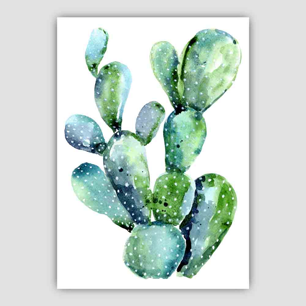 Cactus Aquarelprint Blauwgroen 3