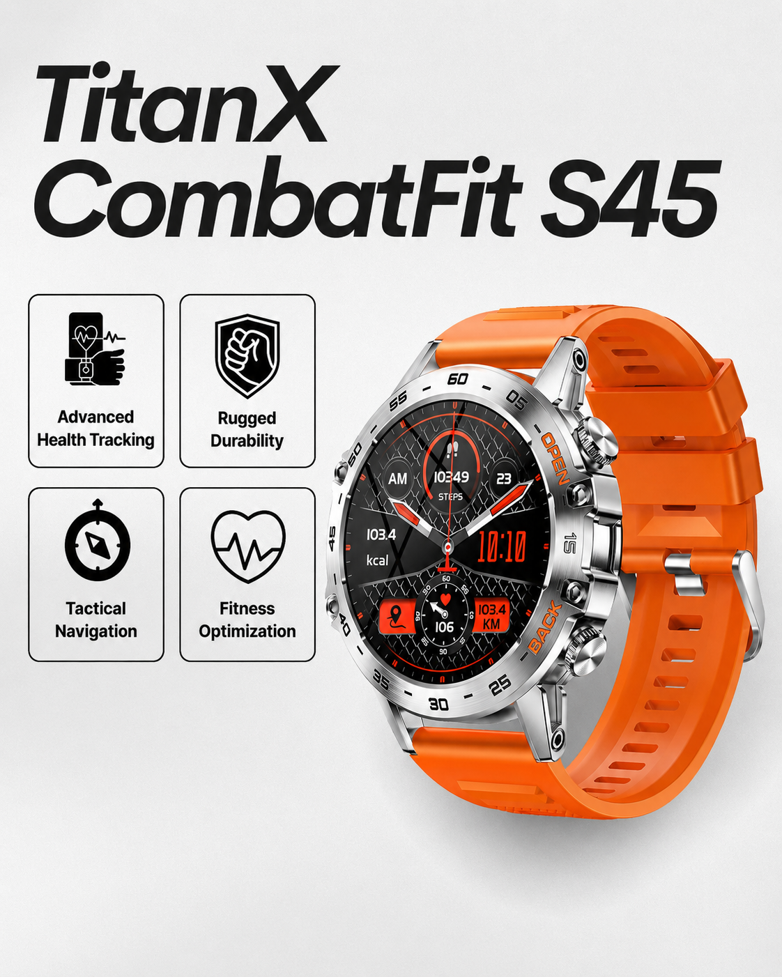TitanX CombatFit S45 Heren Smartwatch met GPS