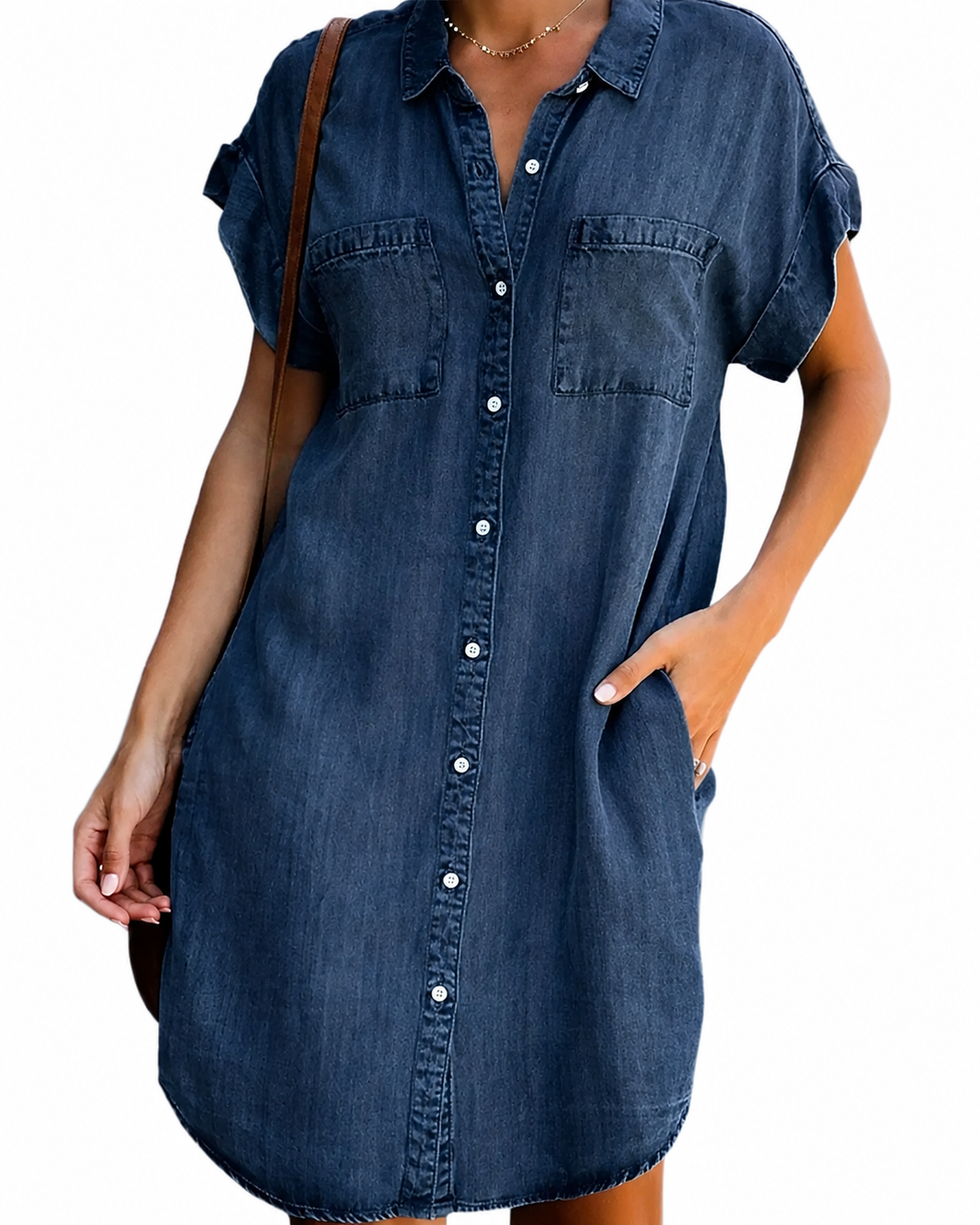 Casual losse denim overhemdjurk voor dames