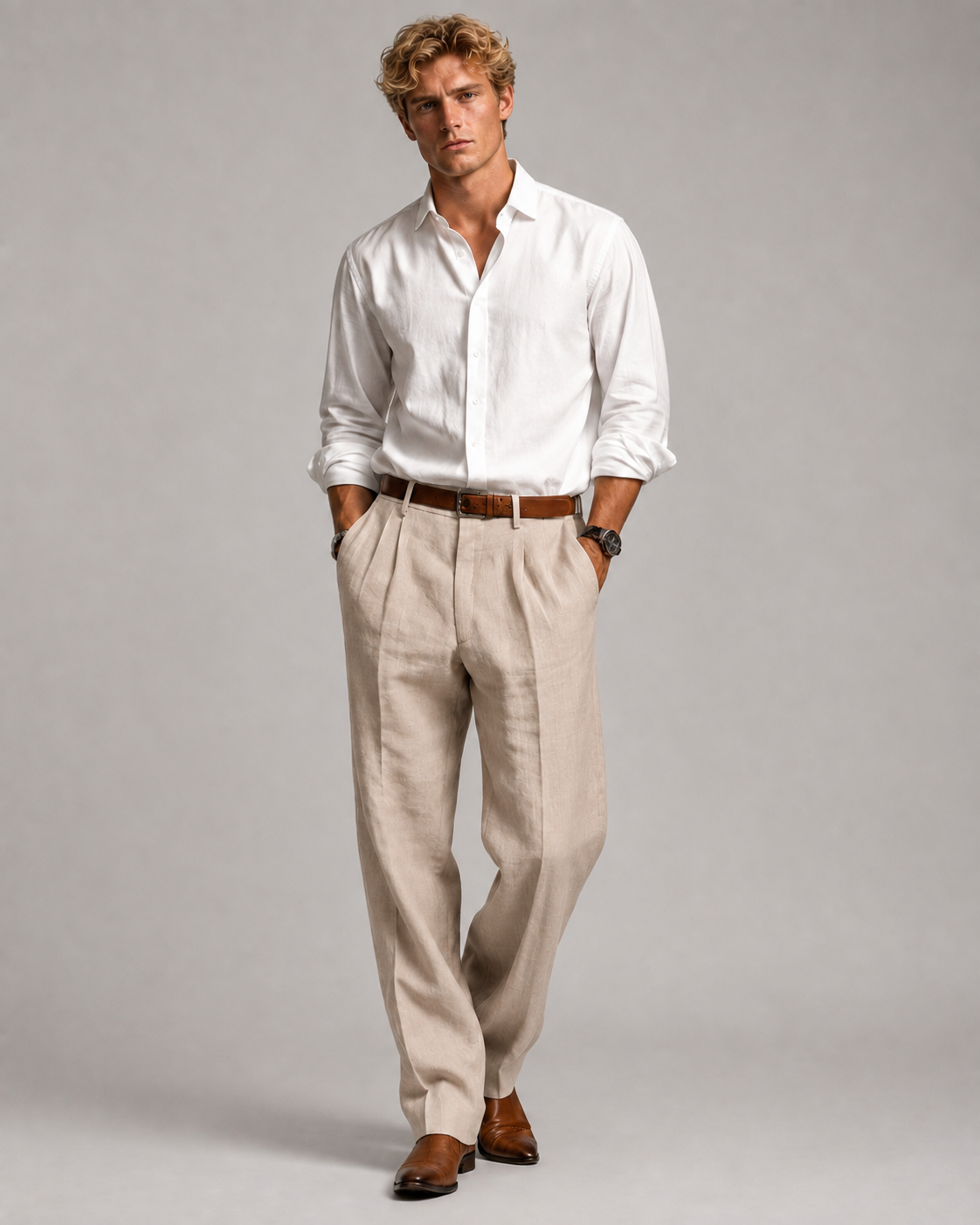 Herren Broek Retro Nadelstrepen Ademend Materiaal
