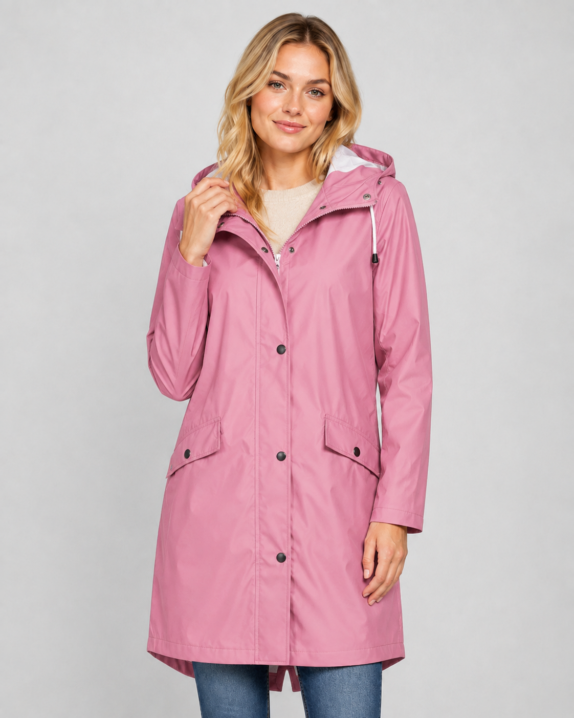 Dames Regenjack met Capuchon en Lange Snit
