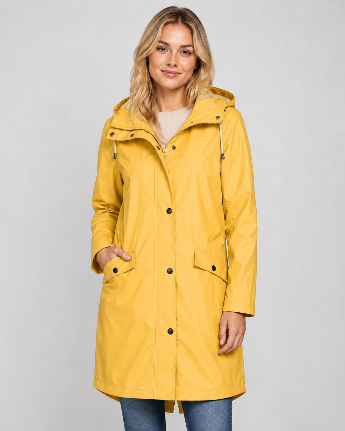 Dames Regenjack met Capuchon en Lange Snit
