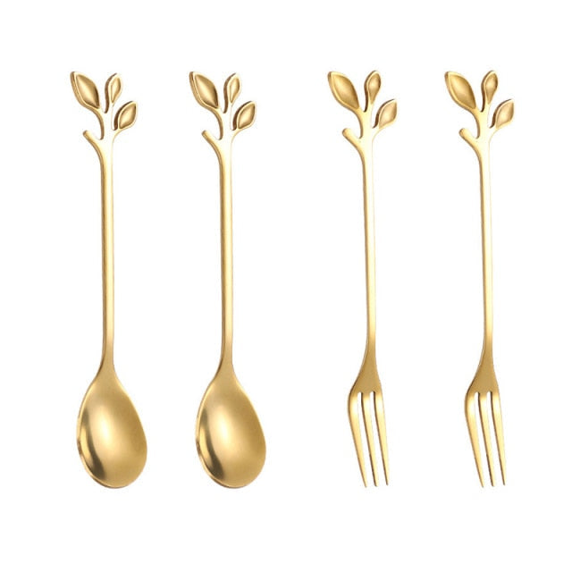 Creatieve Lepel en Vork Set met Tak en Blad Ontwerp voor Feestjes 5