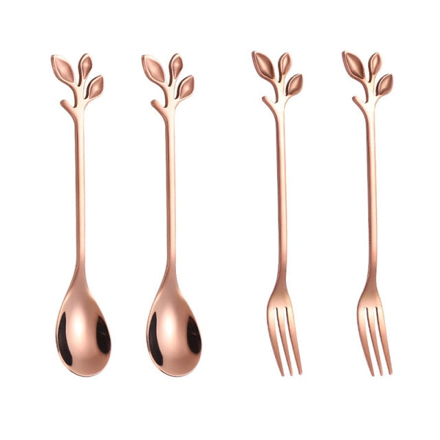 Creatieve Lepel en Vork Set met Tak en Blad Ontwerp voor Feestjes 7