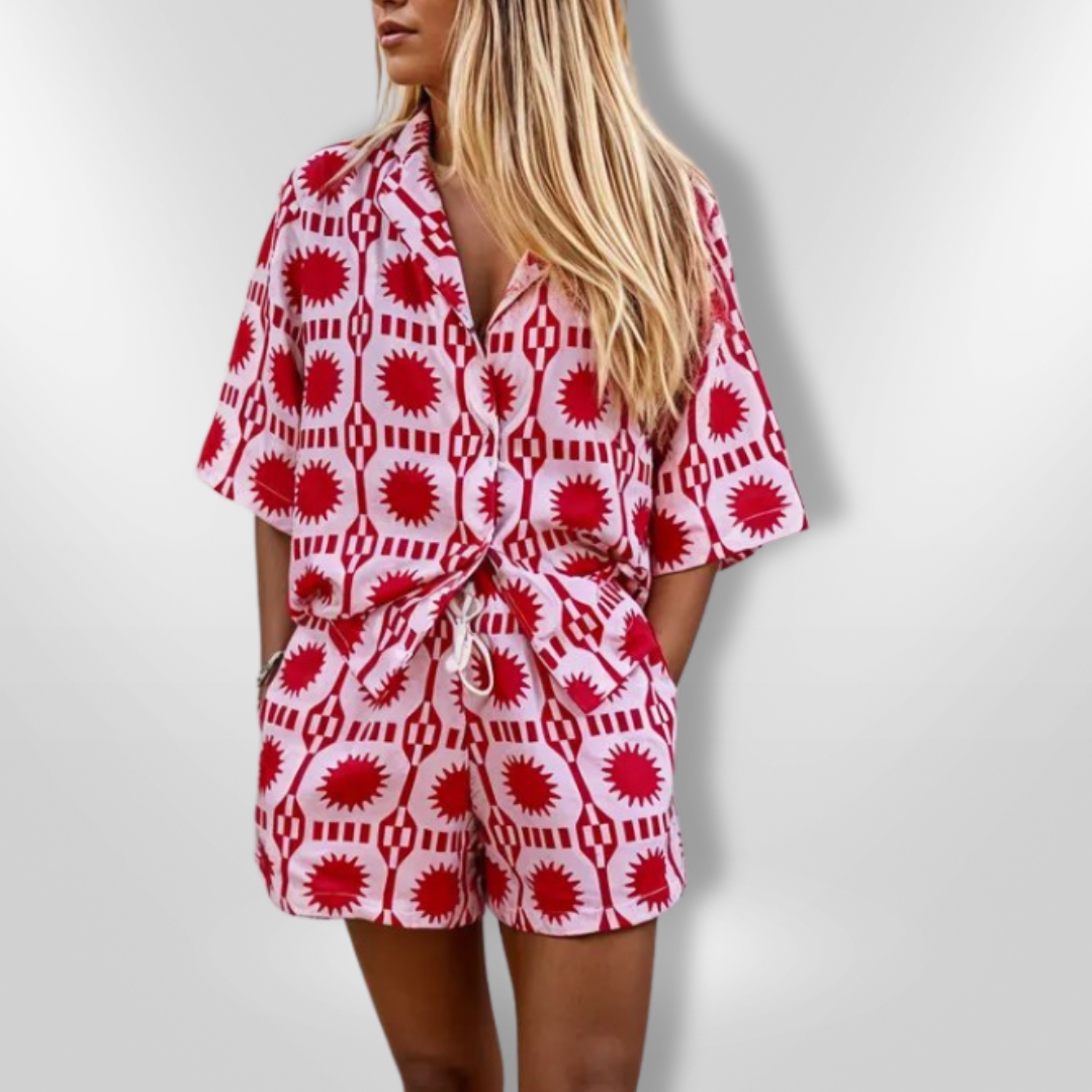 Dames 2-Piece Zomer Ensemble Met Geometrisch Patroon 1