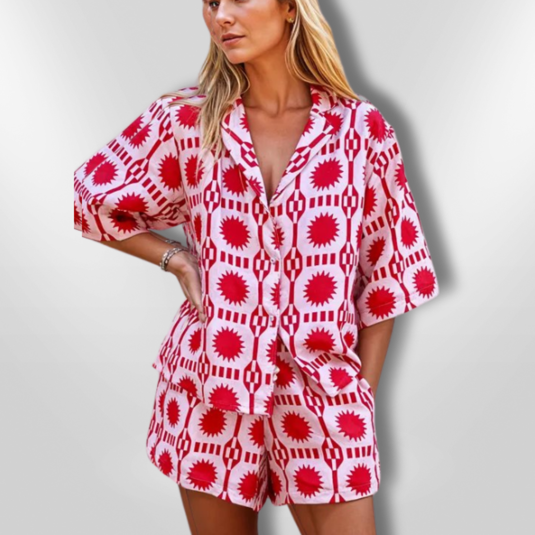 Dames 2-Piece Zomer Ensemble Met Geometrisch Patroon 2
