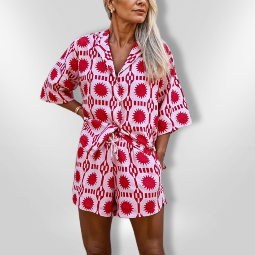 Dames 2-Piece Zomer Ensemble Met Geometrisch Patroon 3