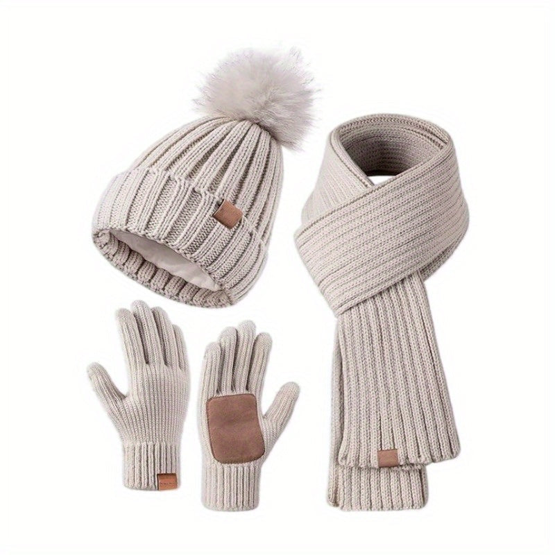 Dames 3-in-1 Winterset Muts Sjaal Handschoenen 0