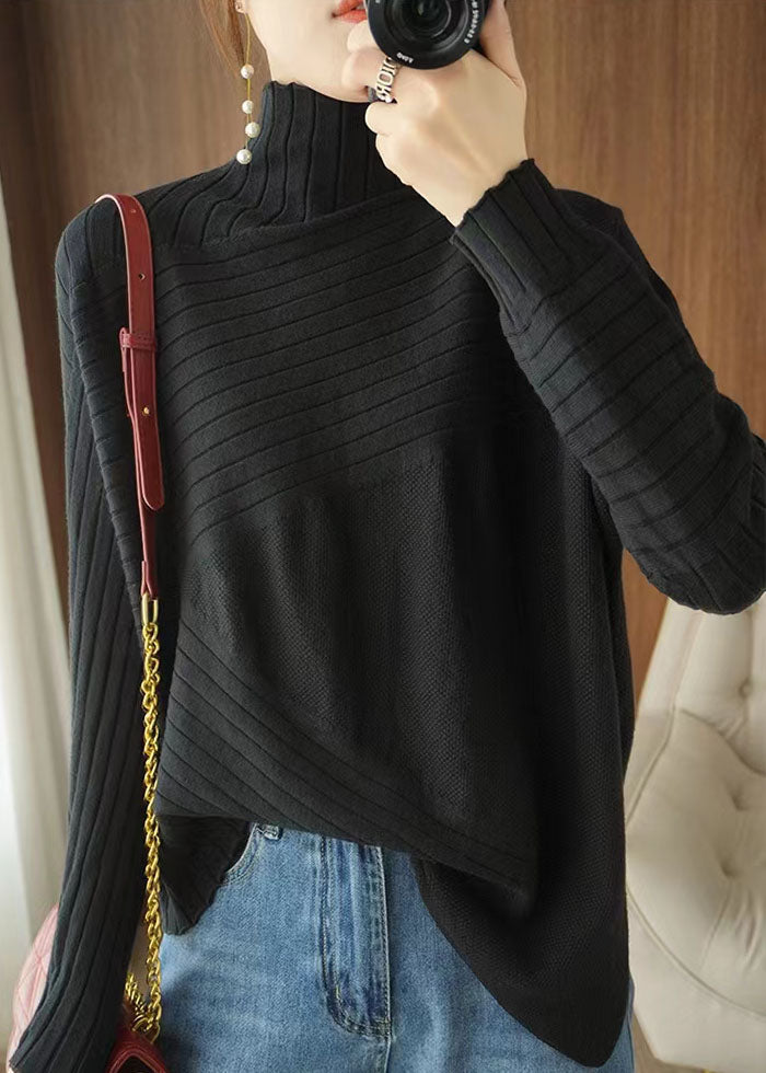 Dames Asymmetrische Gebreide Trui in Blauw 2