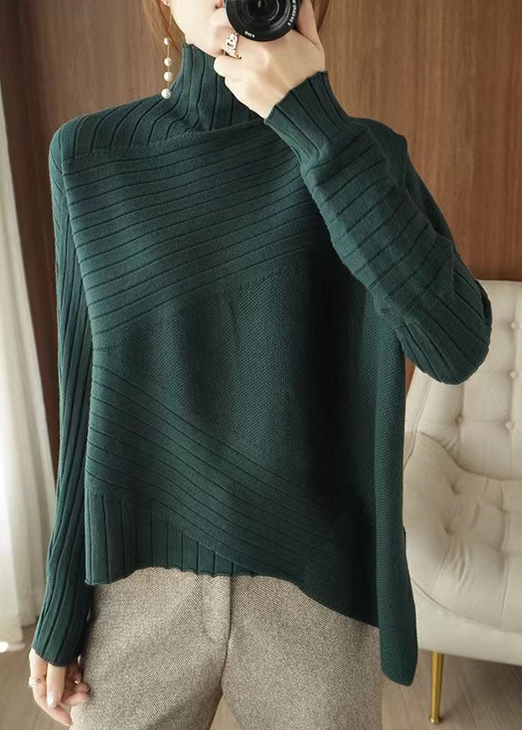 Dames Asymmetrische Gebreide Trui in Blauw 4
