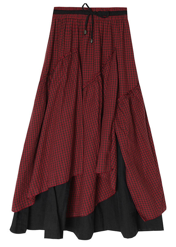 Dames Asymmetrische Patchworkrok met Trekkoord 0