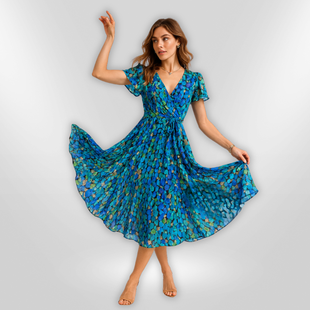 Dames Asymmetrische V-hals Jurk Lichte Stof - Feestelijke en Stijlvolle Zomer Kleding 1