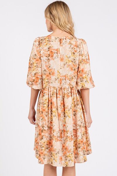 Dames Babydoll Mini Jurk Bloemenprint Linnenmix voor Zomer 2