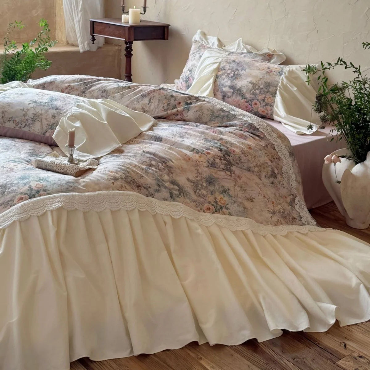 Dames Beddengoed Set Vintage Stijl Met Ruches 1