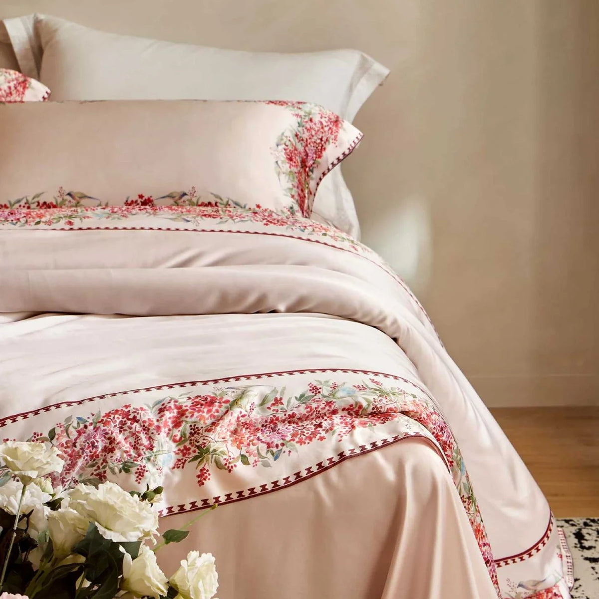 Dames Beddengoedset Bloemenrand Modern Design 1