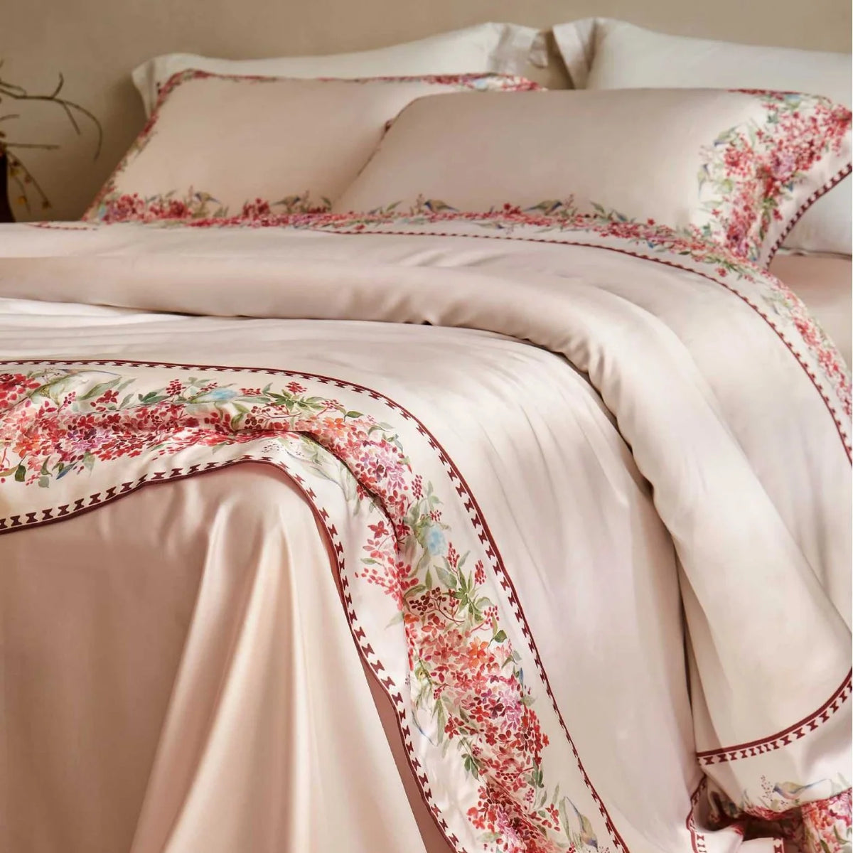 Dames Beddengoedset Bloemenrand Modern Design 2