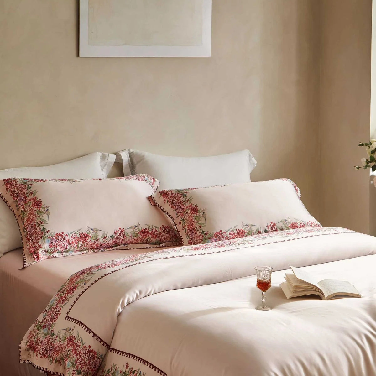 Dames Beddengoedset Bloemenrand Modern Design 3