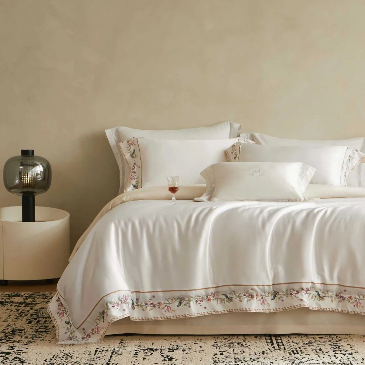 Dames Beddengoedset Bloemenrand Modern Design 6