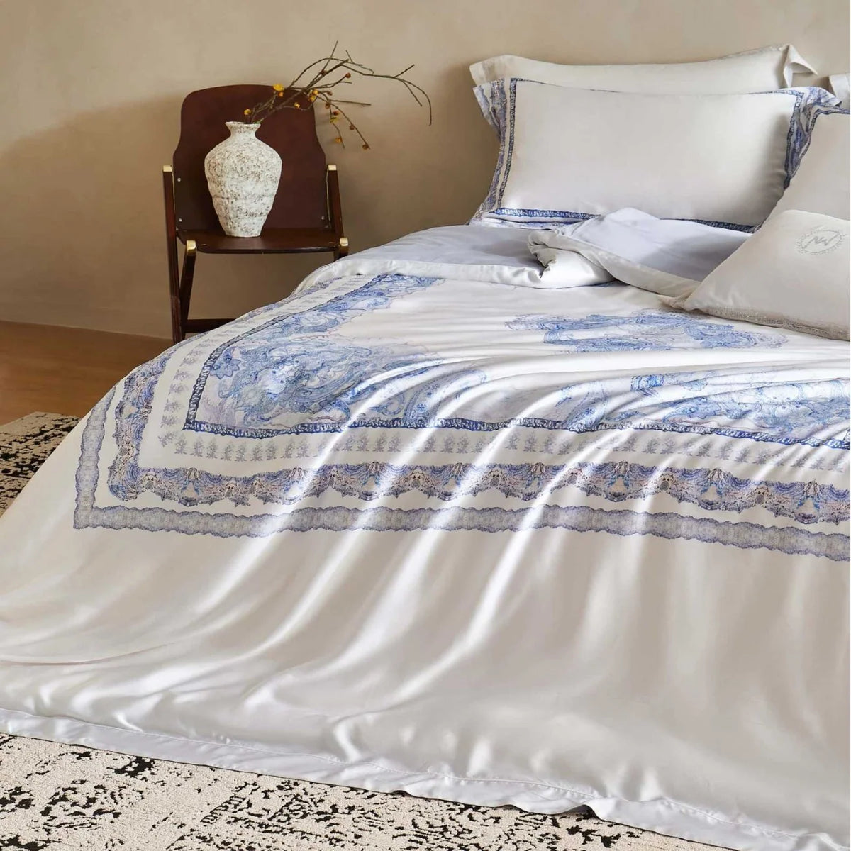 Dames Beddengoedset Bloemenrand Modern Design 7