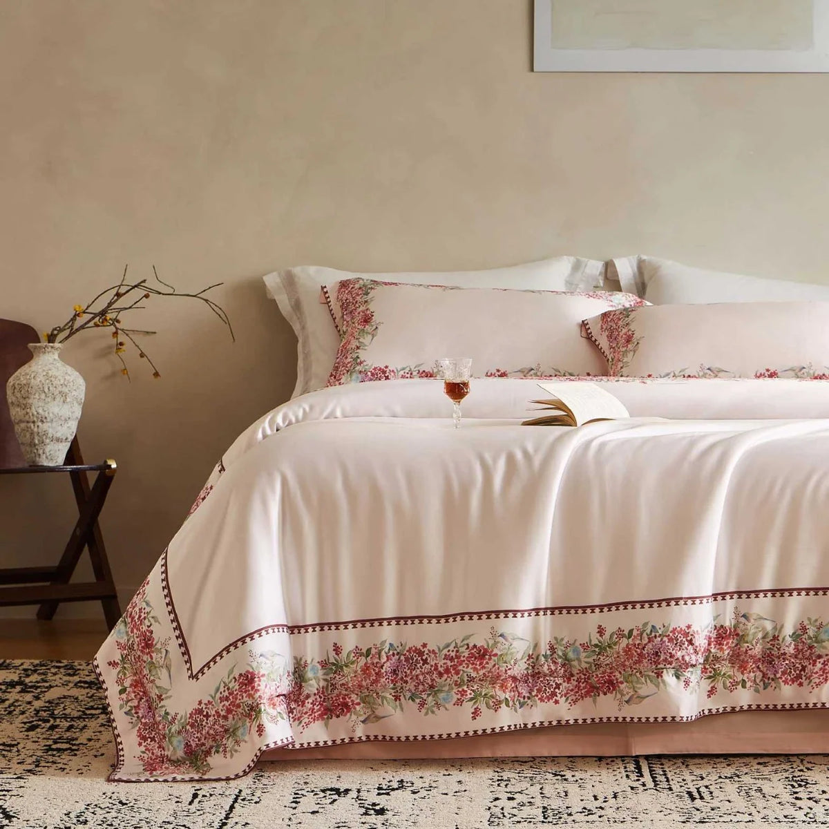 Dames Beddengoedset Bloemenrand Modern Design 8