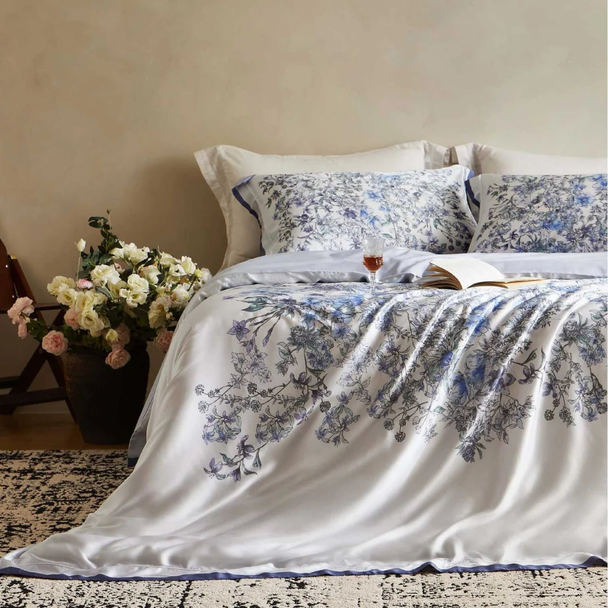 Dames Beddengoedset Bloemenrand Modern Design 9