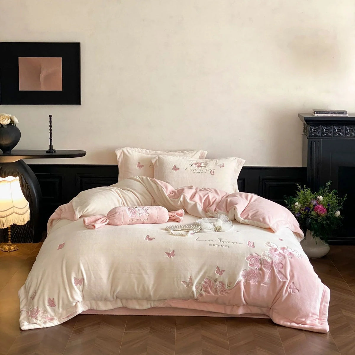 Dames Beddengoedset Romantisch Bloemenborduurwerk 6