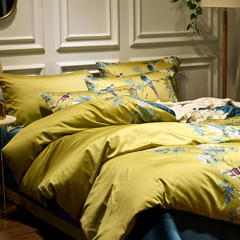 Dames Beddengoedset Satijn Bloemenprint Omkeerbare Deken 2