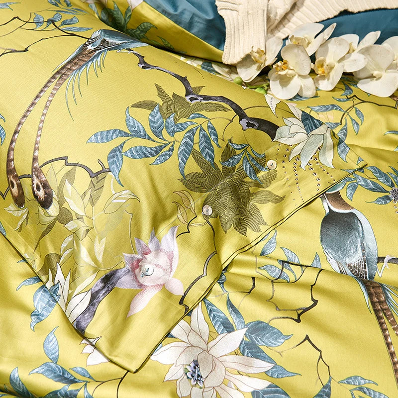 Dames Beddengoedset Satijn Bloemenprint Omkeerbare Deken 3