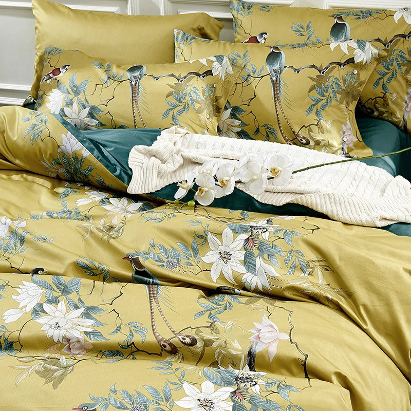 Dames Beddengoedset Satijn Bloemenprint Omkeerbare Deken 4