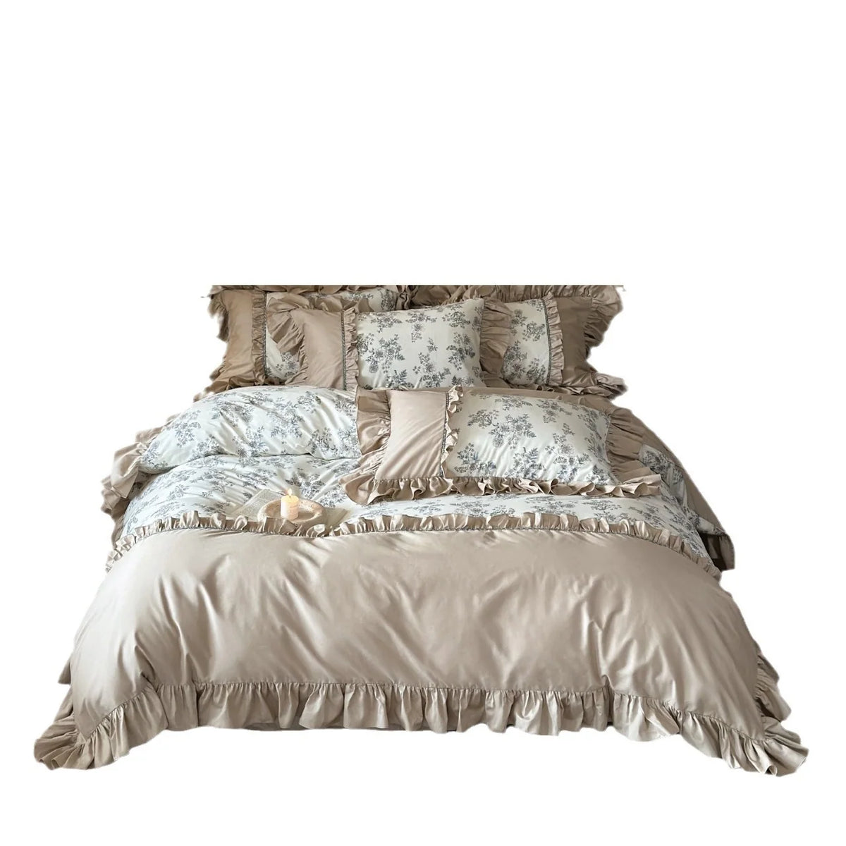 Dames Beddengoedset Vintage Bloemenpatroon Ruches 5
